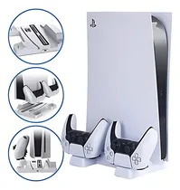 Comprar Base: enfriador Ps5, refrigeración, soporte, cargador, 2 controles, color: blanco