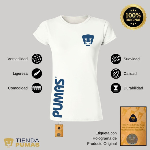 Jersey Playera Fútbol Pumas Unam Mujer Retro Azul Vinil