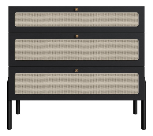 Comoda 3 Gv Corrediças Telesc Pes Madeira 27934 Oslo Nero Artesano