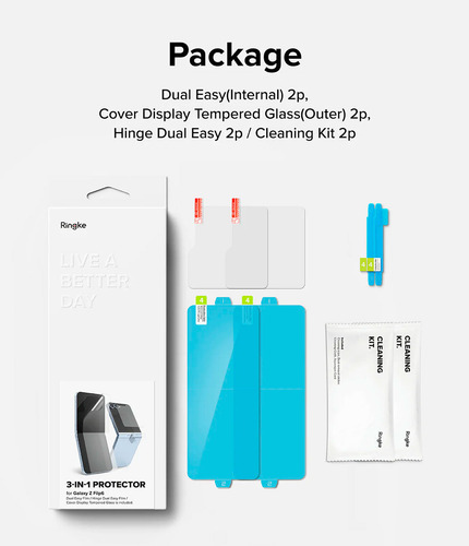 Pack Protector De Pantalla Ringke 3 En 1 Para Galaxy Z Flip6