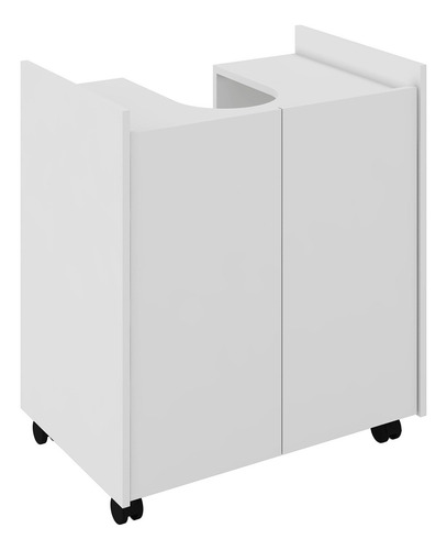 Master Mix Shop gabinete para banheiro pia de coluna com porta e rodinhas cor branco