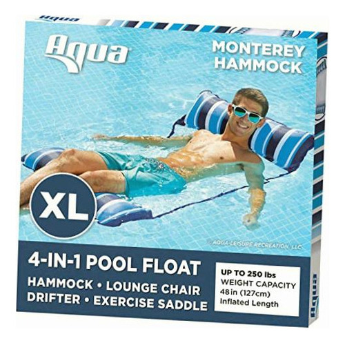 Aqua 4 En 1 Monterey Xl Flotador De Piscina Y Hamaca De Color Hamaca Navy Xl