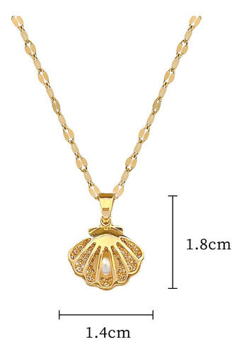Collar Con Colgante De Concha Y Perla De Acero Inoxidable