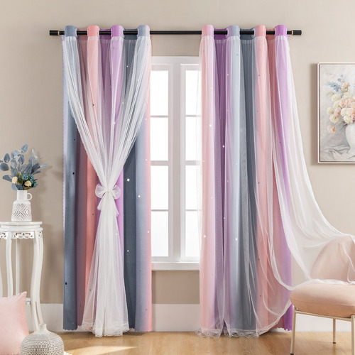 Cortinas Opacas Para Dormitorio De Niñas Y Niños, 132 X 214