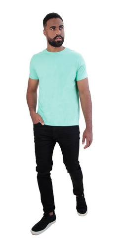 Imagem 3 de 6 de Camiseta Básica Gola Redonda Lisa Verde Xangai