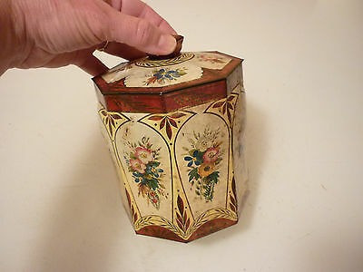 Vintage Metal Tin Box Empty - Floral Ornate Trinket Tobacc