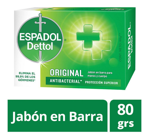 Espadol Dettol - Jabon Antibacterial Original 1 X 80 Gr