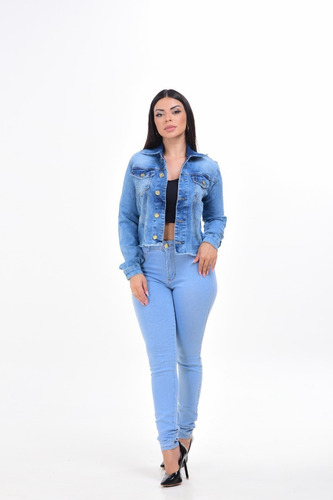Imagem 6 de 8 de Jaqueta Feminina Jeans Escura