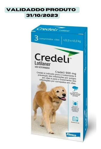 Credeli Antipulgas Carrapatos Cães 22 A 45kg  3 Comprimidos