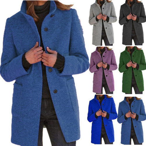 Abrigo De Lana De Otoño E Invierno Con Cuello Alto Retro
