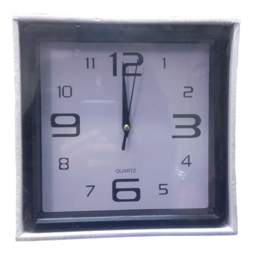 Reloj Pared Análogo Cuadrado Negro 30 Cm