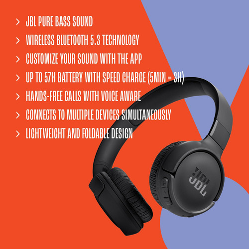 Auriculares Supraaurales Inalámbricos Jbl Tune 520bt 57h Bat