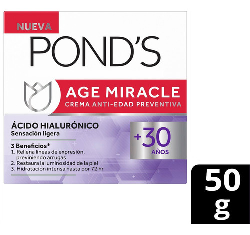 Crema Facial Ponds Agemiracle Acido Hialuronico Dia X 50g