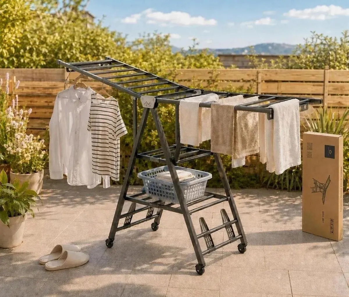 Tendedero Plegable Acero Inoxidable 170cm Gris Oscuro