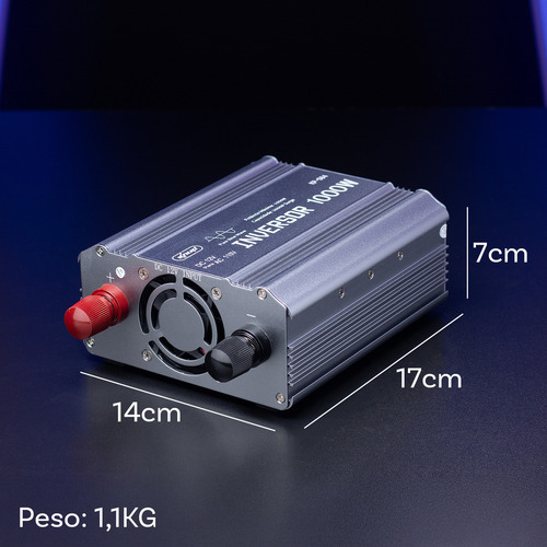Kit Inversor 12v Para 110v 1000w Onda Senoidal Pura Pico 2000w Painel Led Com Indicador Botão Liga/desliga Tripla Proteção Tomada Universal Acompanha Garra De Jacare 100a Brinde