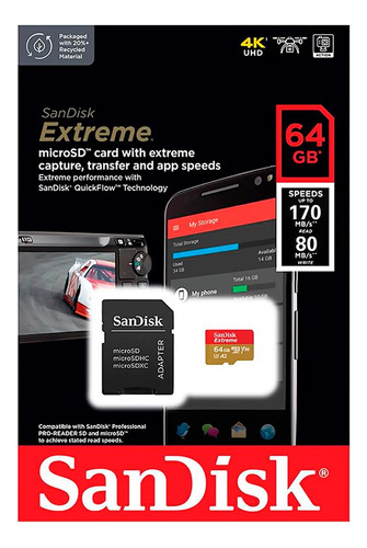 Sandisk Extreme® Microsd Uhs-i Card Con Adaptador 64gb