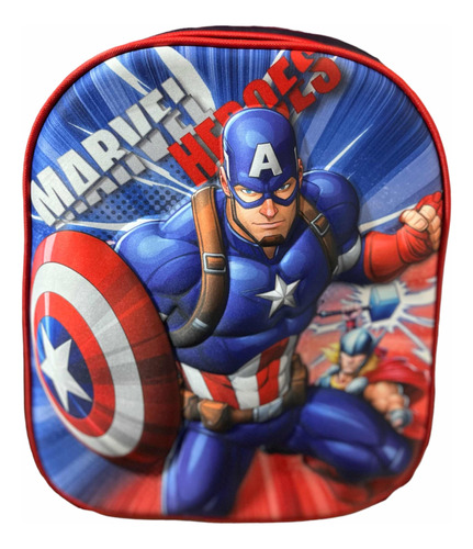 Capitan American Avengers Bolso Morral+cartu Escolar Mediano