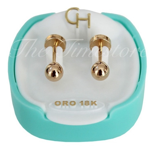Aros Abridores Bebe Oro 18kts Bolita 4mm Ch-104t Tic Sellado