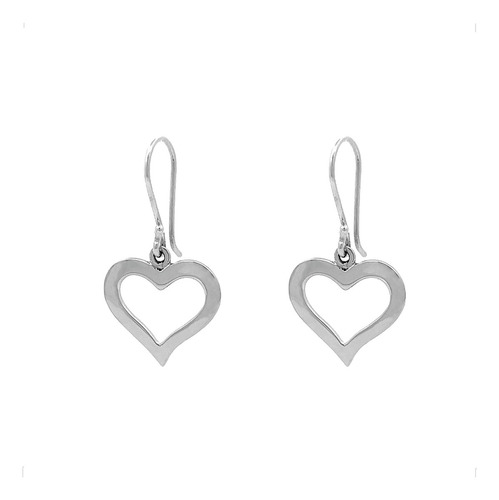 Aretes Largos De Plata .925 Corazón Colgante Mujer Agálea
