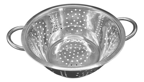 Colador Escurridor De Frutas Y Verduras Acero Inox 23 Cms Color Cromo