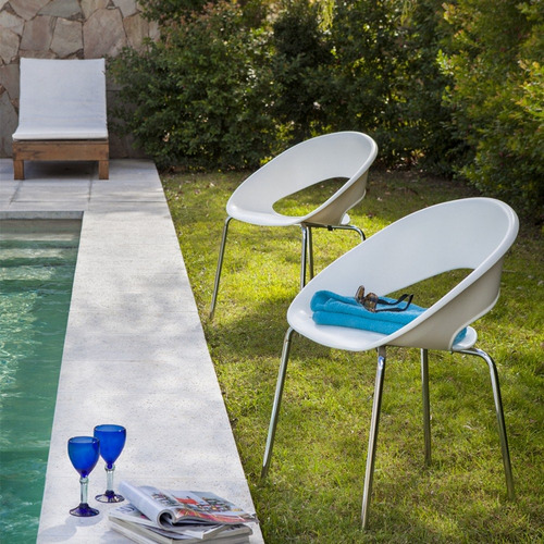 Silla One Cromada Sillón Patas Apilable De Diseño Baires 4 Estructura De La Silla Patas Cromadas Asiento Asiento Plástico Negro Diseño De La Tela No Tiene Tela