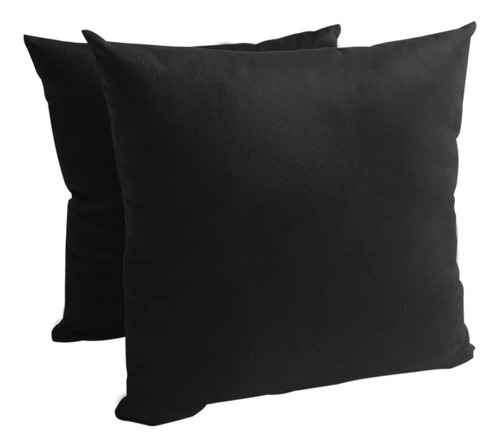 2 Capas Almofada Veludo Cores Lisas Decoração 45x45cm Cor Preto