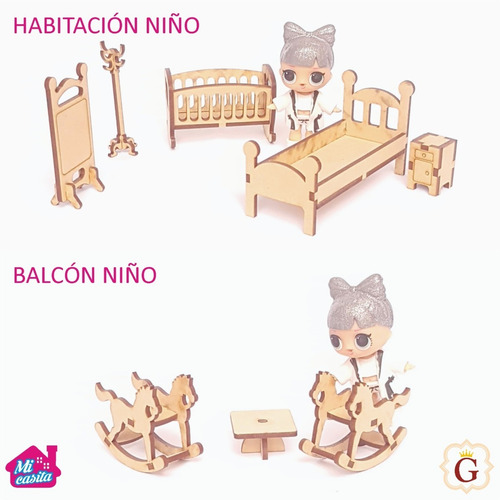 Casa Casita De Muñecas Lol En Fibro Fácil Con 36 Muebles