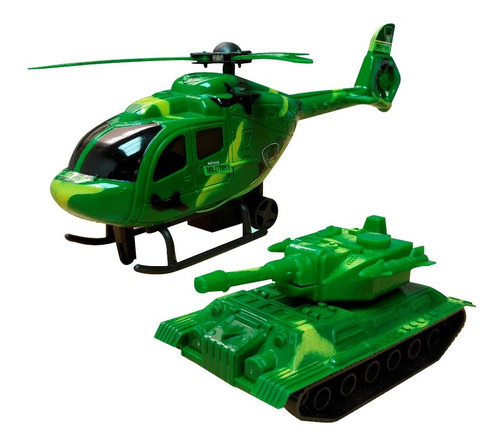 Set Helicoptero Y Tanque En Burbuja