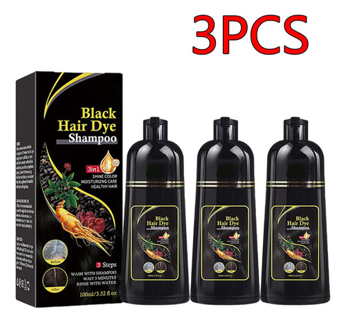 Champús Instantáneos Para Teñir El Cabello Negro, 3 Unidades