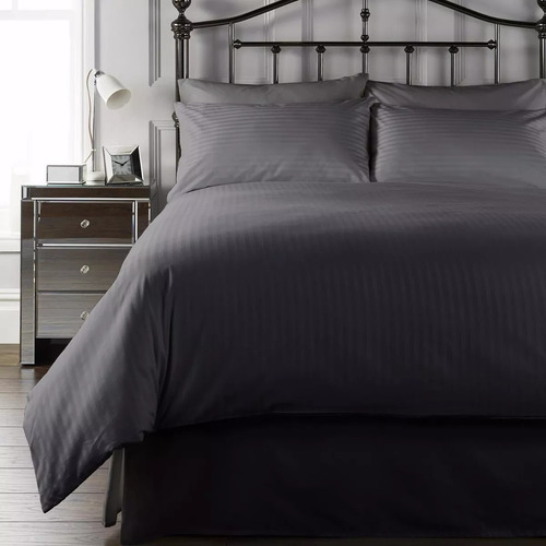 Imagen 4 de 5 de Set Duvet 8 Pzas Negro Líneas Microfibra Semidoble