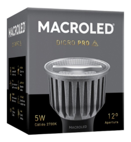Lámpara Dicroica Pro Dimerizable Cálida Macroled 5w 12 °