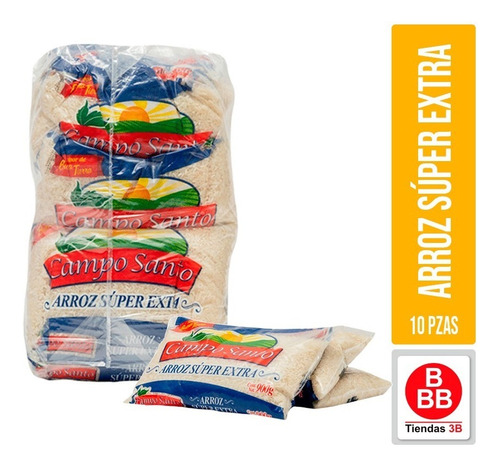 Arroz Súper Extra Campo Santo® Paquete Con 10 Pzas