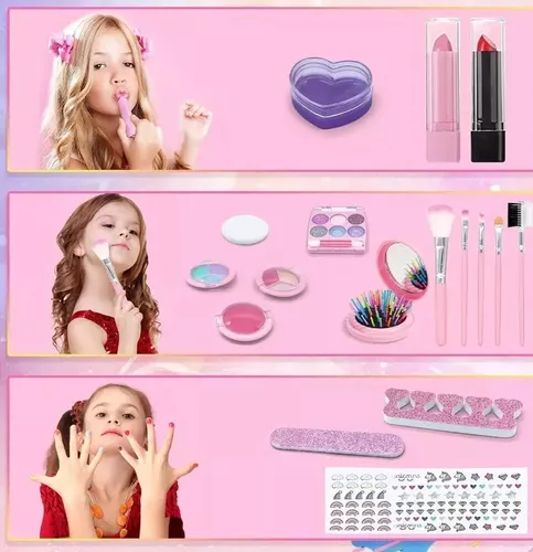 Set Kit De Belleza Para Niñas Maquillaje No Toxico 35 Piezas 3 A