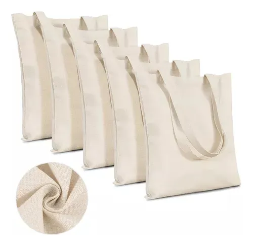 comprar 5pcs Tote Bag Bolsas De Manta Cruda 40 X 35cm. 100% Algodón