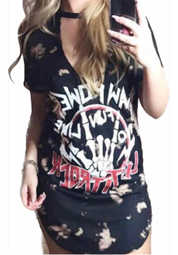 Remera Vestido Chocker Rock Punk