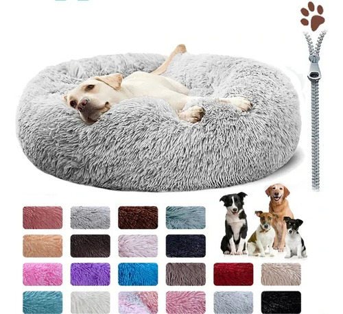 Cama Perro Mascota Antiestres Felpa 60 Cms Talla L