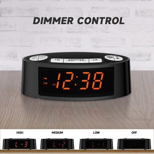 Radio Reloj Despertador Fm/am Rojo Digital Led Pantalla Grande Bocina Buró Escritorio