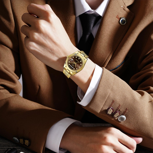 Reloj Nibosi B07-gold Brown De Cuarzo Analógico Para Hombre