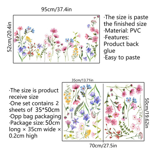 ` Adhesivo De Pared Con Forma De Planta Y Flor De Cristal