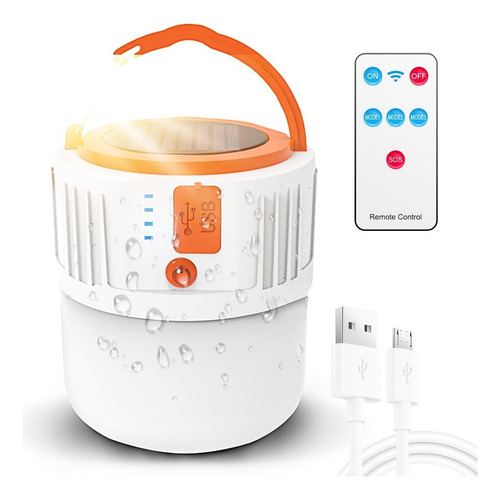 Luz De Emergencia Solar Recargable Usb For Campamento