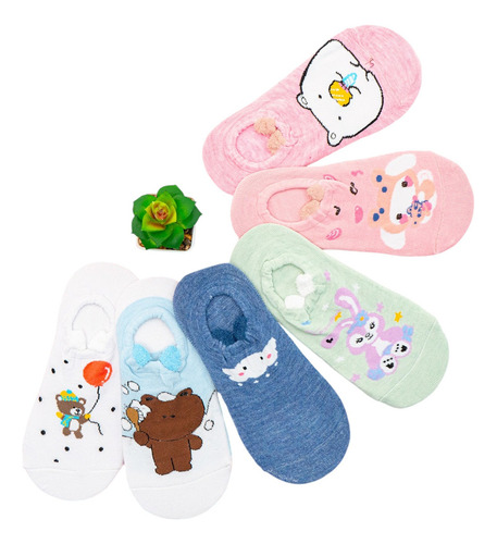 Calcetines 12pzs Algodón Tobitin Tines De Mujer Animalitos Multicolor Único
