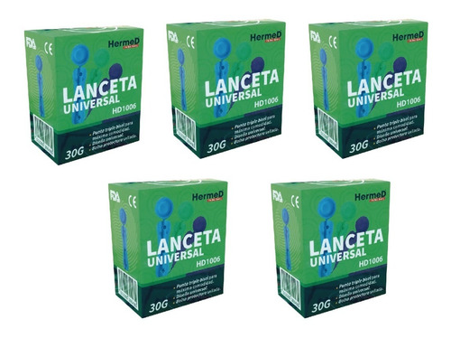 Lancetas Universal Hermed De 30g 5 Cajas De 100 Piezas