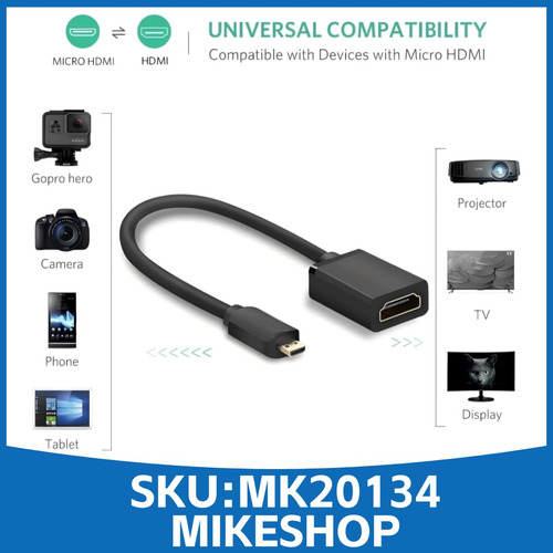 Cable Adaptador Micro Hdmi Macho A Hdmi Para Pi 4 Gopro