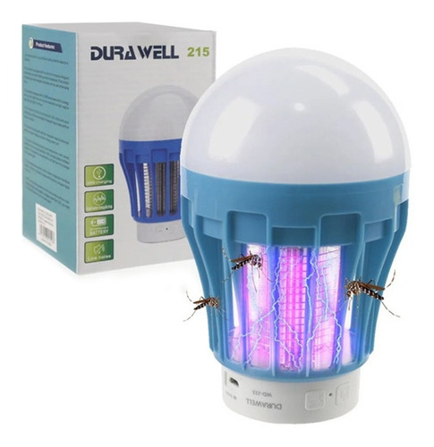 02 Lâmpada Led Recarregável Mata Mosca Pernilongo Durawell