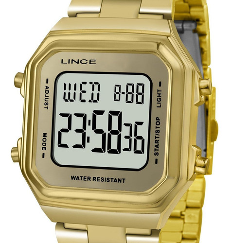 Relogio Lince Feminino Digital Quadrado Dourado Sdg616l Bxkx