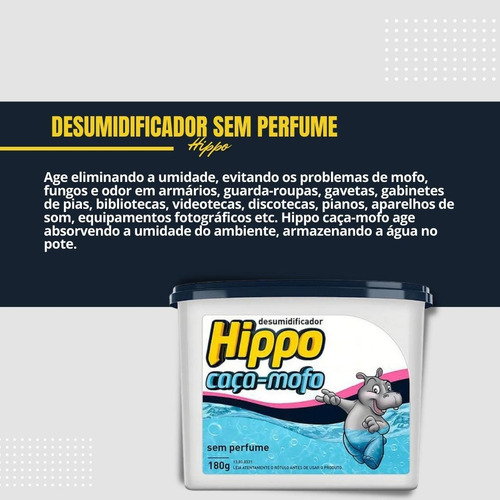 6 Unid. Antimofo Hippo 180g Sem Perfume Desumidificador