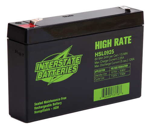 Baterias Interestatales 6v 9ah Bateria De Alta Velocidad Te