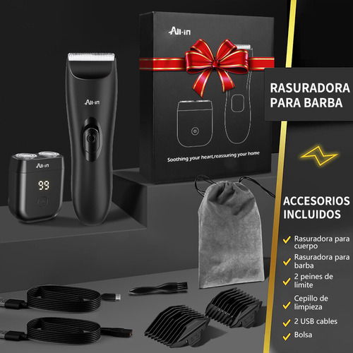 Js All-in® Rasuradora Electrica Barba Corporal Afeitadora