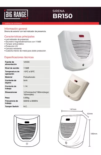 Sirena Exterior Magnetodinámica - Mp-150 Alonso Alarmas