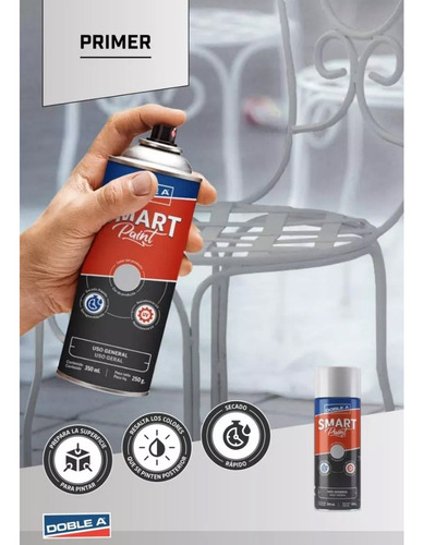 Pintura En Aerosol Smart Paint Doblea 350ml X 3 Unid = Color Negro Brillante